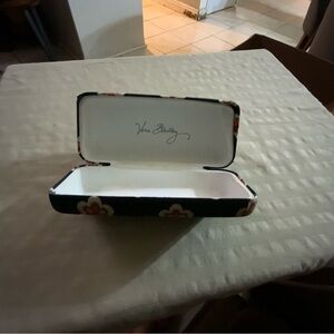 Vera Bradley Black Floral Fabric Eyeglass Case with Red and Cream Accents